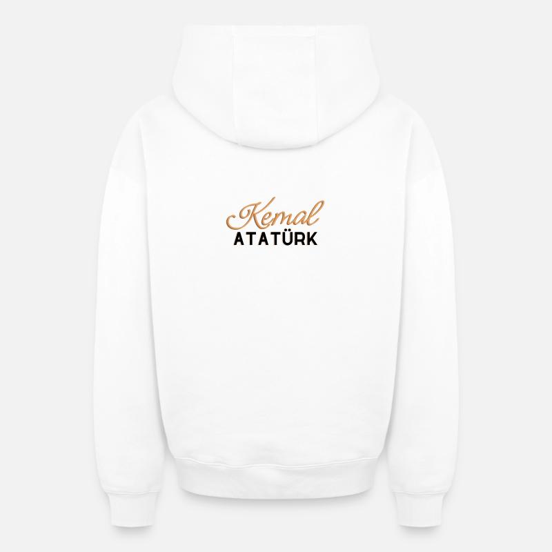 Conception d’Atatürk - Sweat à capuche unisexe zippé oversize épais SPREAD - blanc