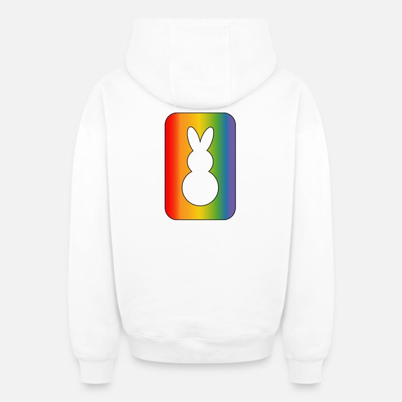 Lapin arc-en-ciel - Sweat à capuche unisexe zippé oversize épais SPREAD - blanc