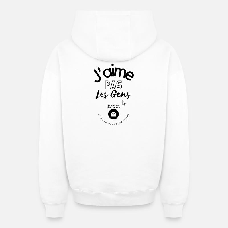 J aime pas les gens - Sweat à capuche unisexe zippé oversize épais SPREAD - blanc