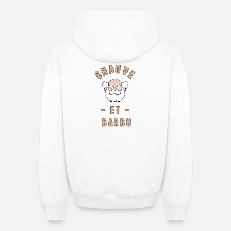 Chauve et barbu - Sweat à capuche unisexe zippé oversize épais SPREAD - blanc