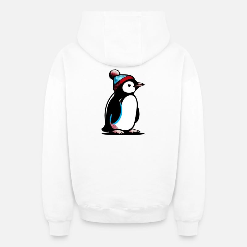 Pingouin - Sweat à capuche unisexe zippé oversize épais SPREAD - blanc