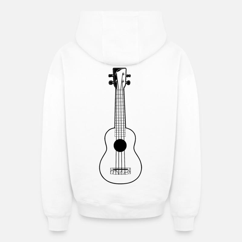 Dessin de ukulélé - Sweat à capuche unisexe zippé oversize épais SPREAD - blanc