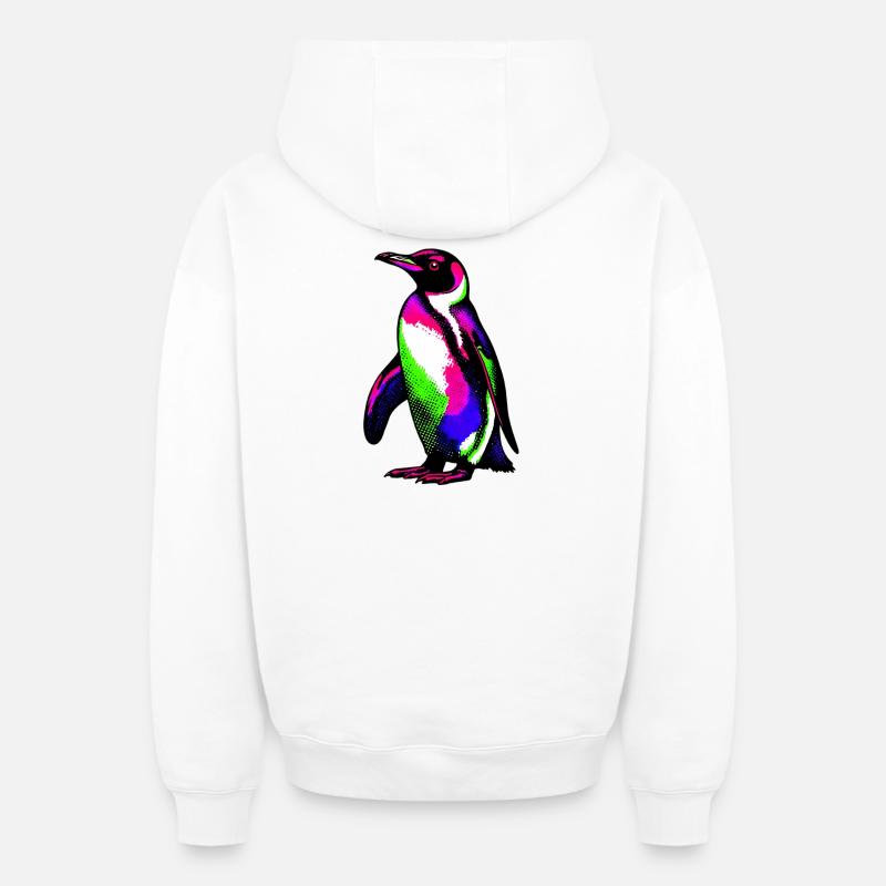 Pingouin - Sweat à capuche unisexe zippé oversize épais SPREAD - blanc