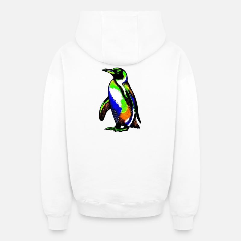 Pingouin - Sweat à capuche unisexe zippé oversize épais SPREAD - blanc