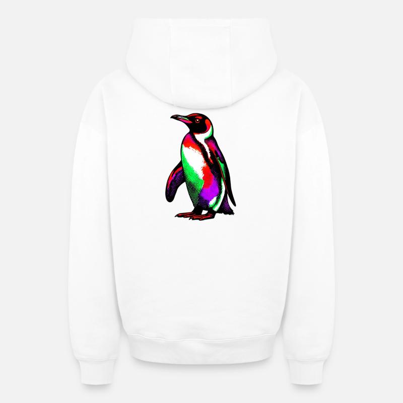 Pingouin - Sweat à capuche unisexe zippé oversize épais SPREAD - blanc