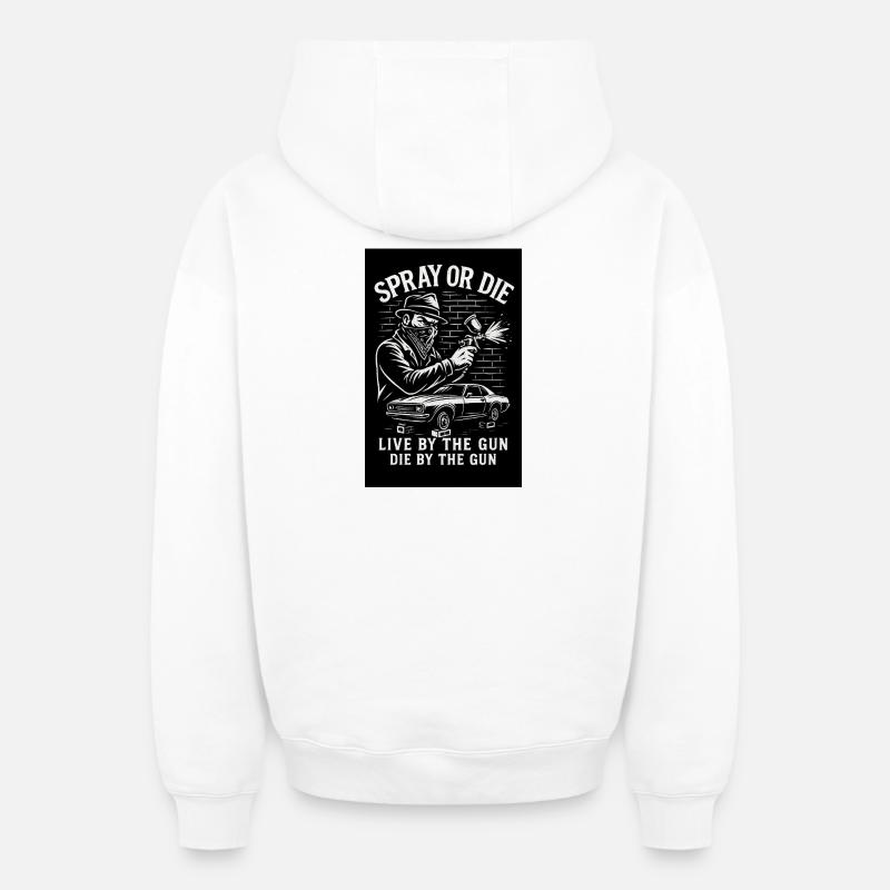 Pulvérisation ou matrice - Sweat à capuche unisexe zippé oversize épais SPREAD - blanc