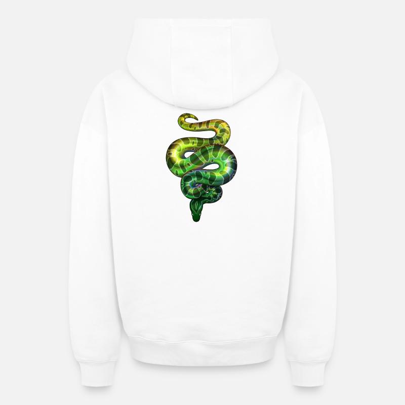 Néon Snake Green - Sweat à capuche unisexe zippé oversize épais SPREAD - blanc