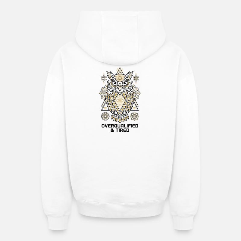 Overqualified Eule Mandala - Oversized Heavyweight Unisex Zip Hoodie - Weiß