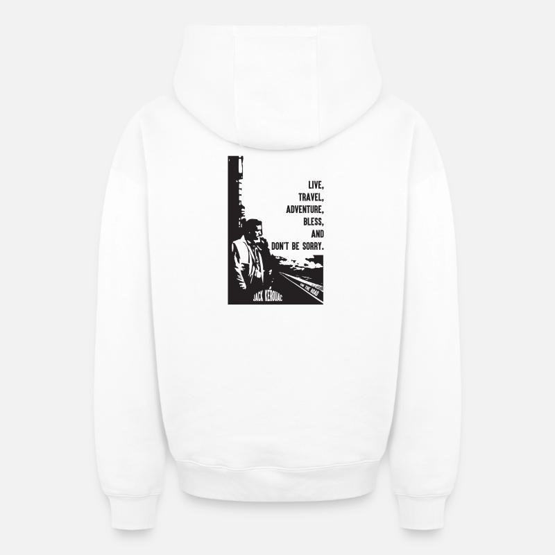 JACK KEROUAC - Sweat à capuche unisexe zippé oversize épais SPREAD - blanc