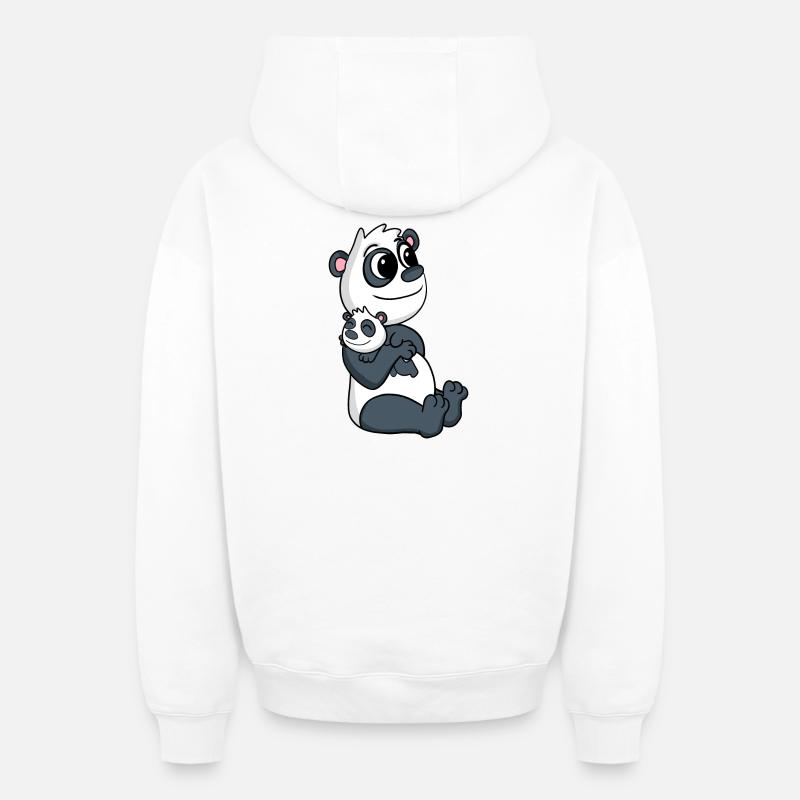 Panda Family - Panda avec bébé - Sweat à capuche unisexe zippé oversize épais SPREAD - blanc