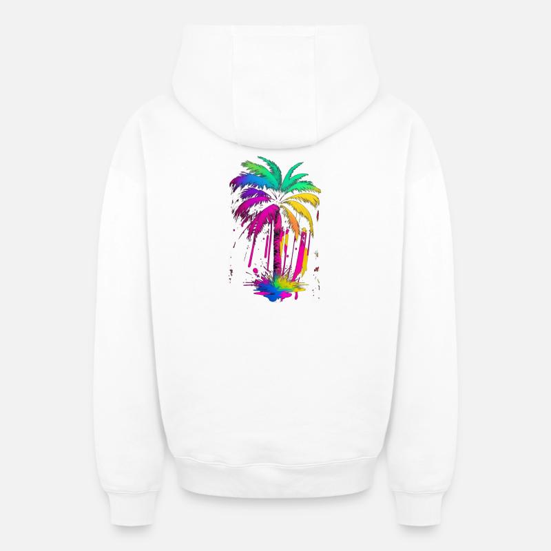 Palmier - Sweat à capuche unisexe zippé oversize épais SPREAD - blanc