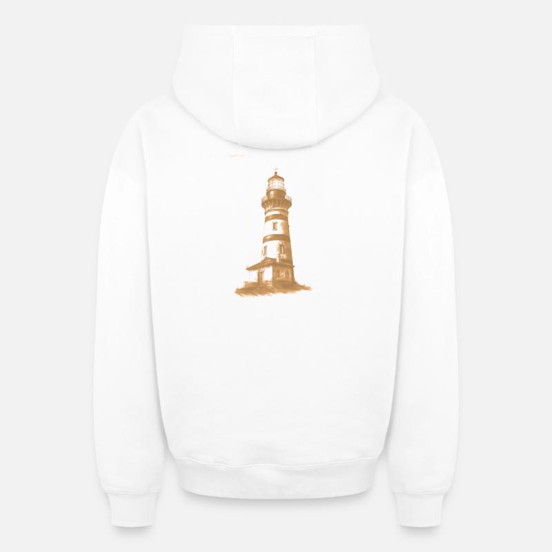 Accent de couleur phare - Sweat à capuche unisexe zippé oversize épais SPREAD - blanc