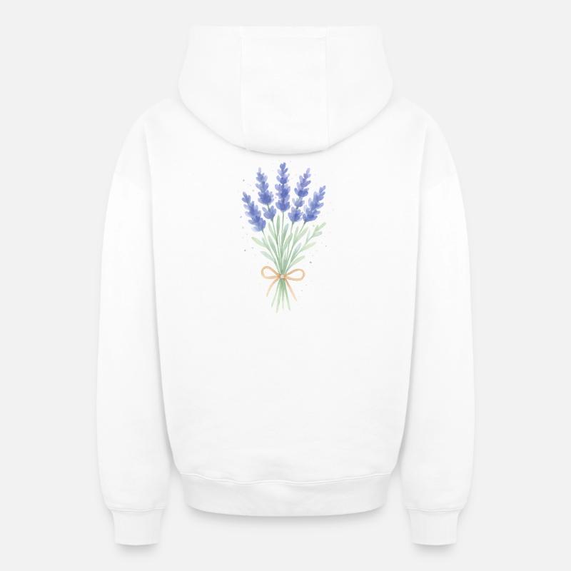 Bouquet de lavande - Sweat à capuche unisexe zippé oversize épais SPREAD - blanc