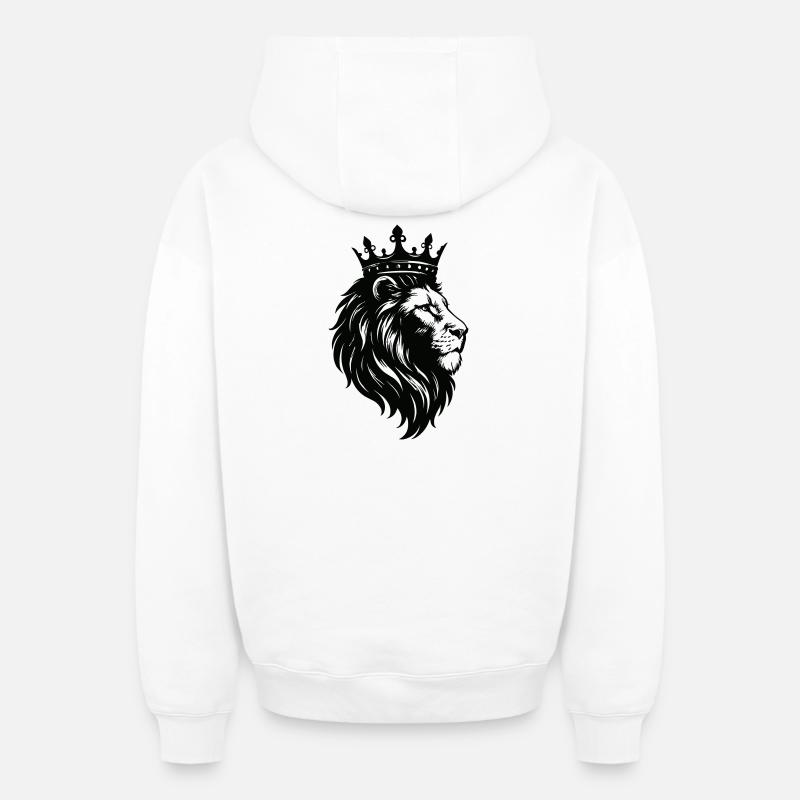 Löwe King - Sweat à capuche unisexe zippé oversize épais SPREAD - blanc
