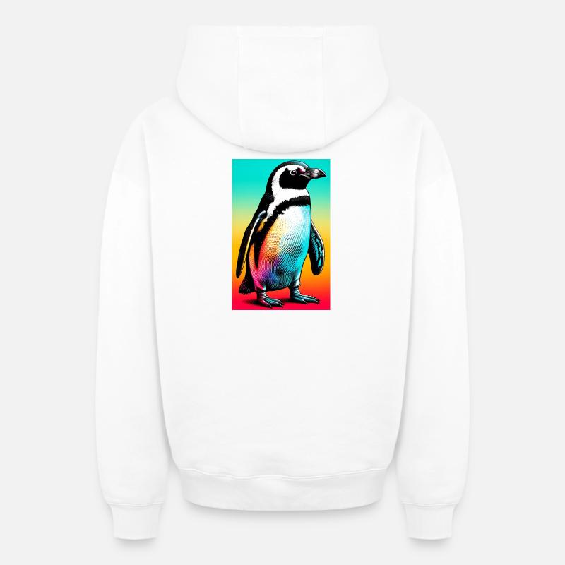 pingouin - Sweat à capuche unisexe zippé oversize épais SPREAD - blanc