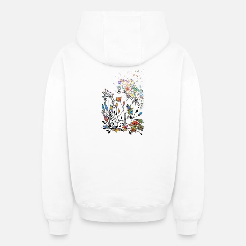 Fleur - Sweat à capuche unisexe zippé oversize épais SPREAD - blanc