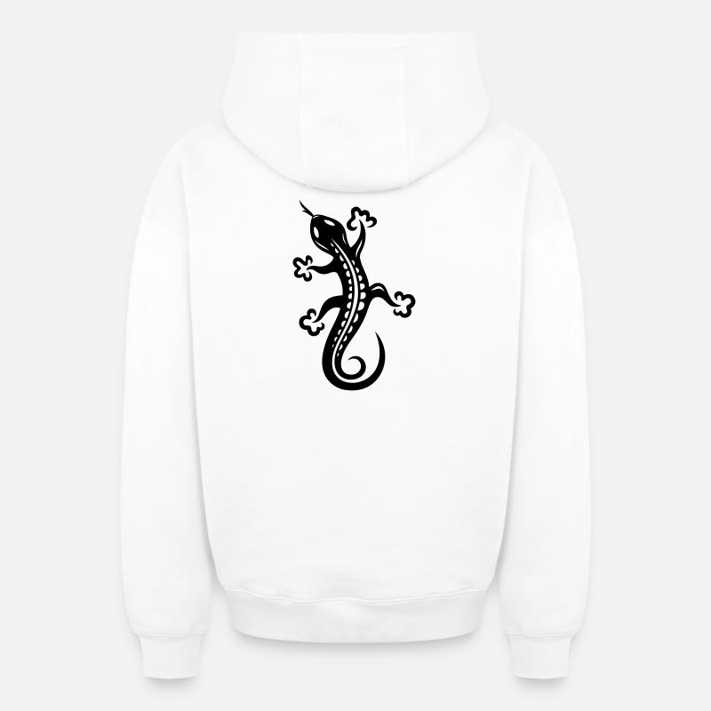 Lézard, lézard - Sweat à capuche unisexe zippé oversize épais SPREAD - blanc