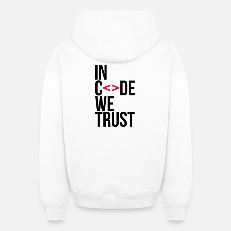 in code we trust ! - Sweat à capuche unisexe zippé oversize épais SPREAD - blanc