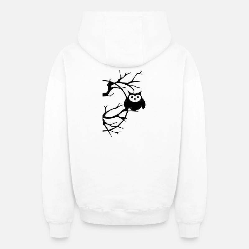 Eule - Oversized Heavyweight Unisex Zip Hoodie - Weiß