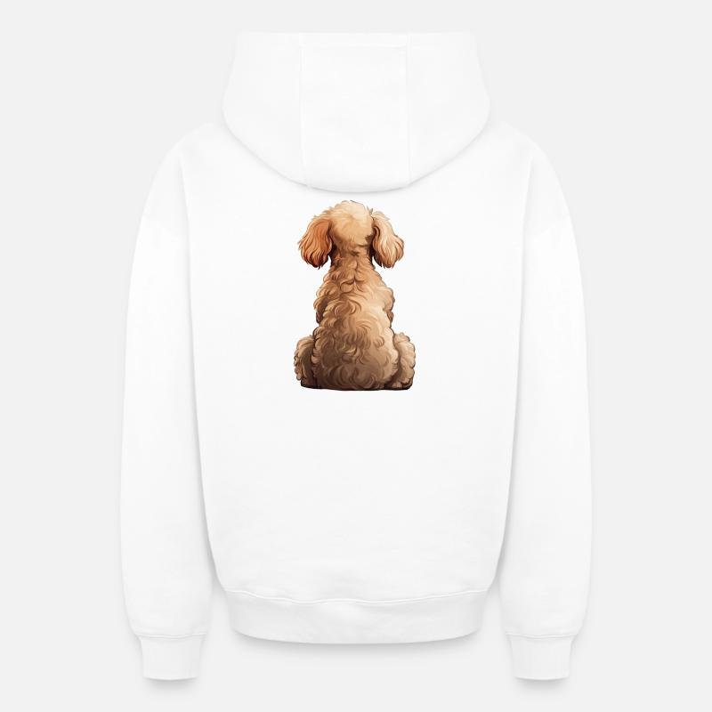 Caniche - Sweat à capuche unisexe zippé oversize épais SPREAD - blanc