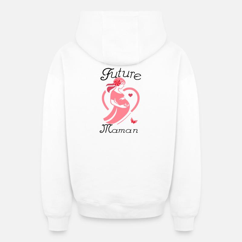 Future maman - Sweat à capuche unisexe zippé oversize épais SPREAD - blanc