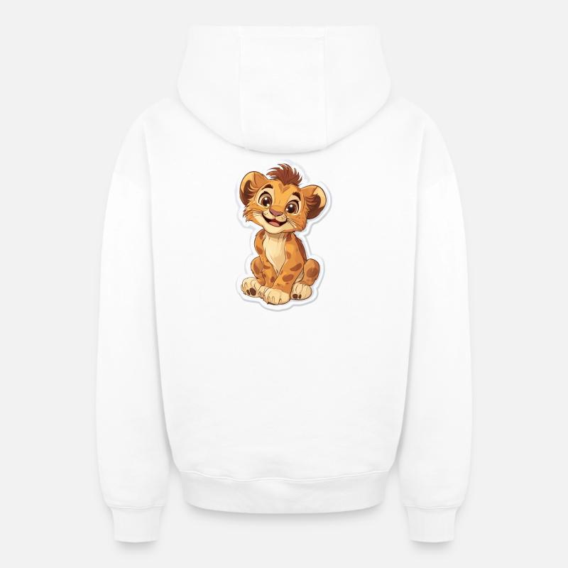 Lion - Sweat à capuche unisexe zippé oversize épais SPREAD - blanc