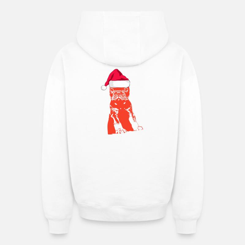 Bouledogue - Sweat à capuche unisexe zippé oversize épais SPREAD - blanc