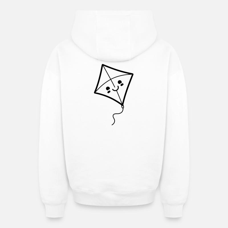 cerf volant - Sweat à capuche unisexe zippé oversize épais SPREAD - blanc