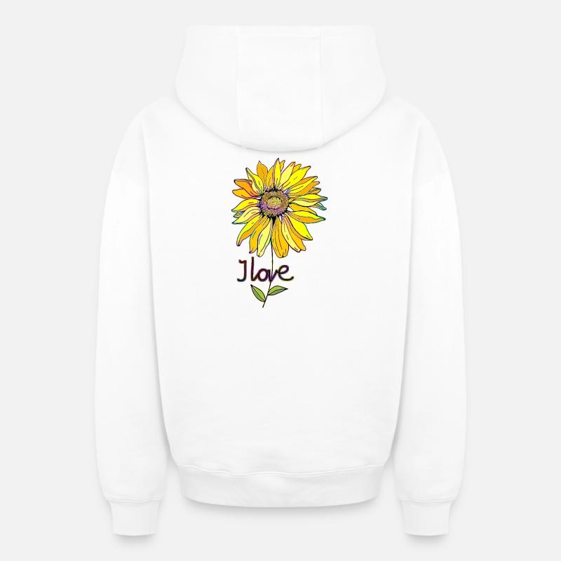 Fleur - Sweat à capuche unisexe zippé oversize épais SPREAD - blanc