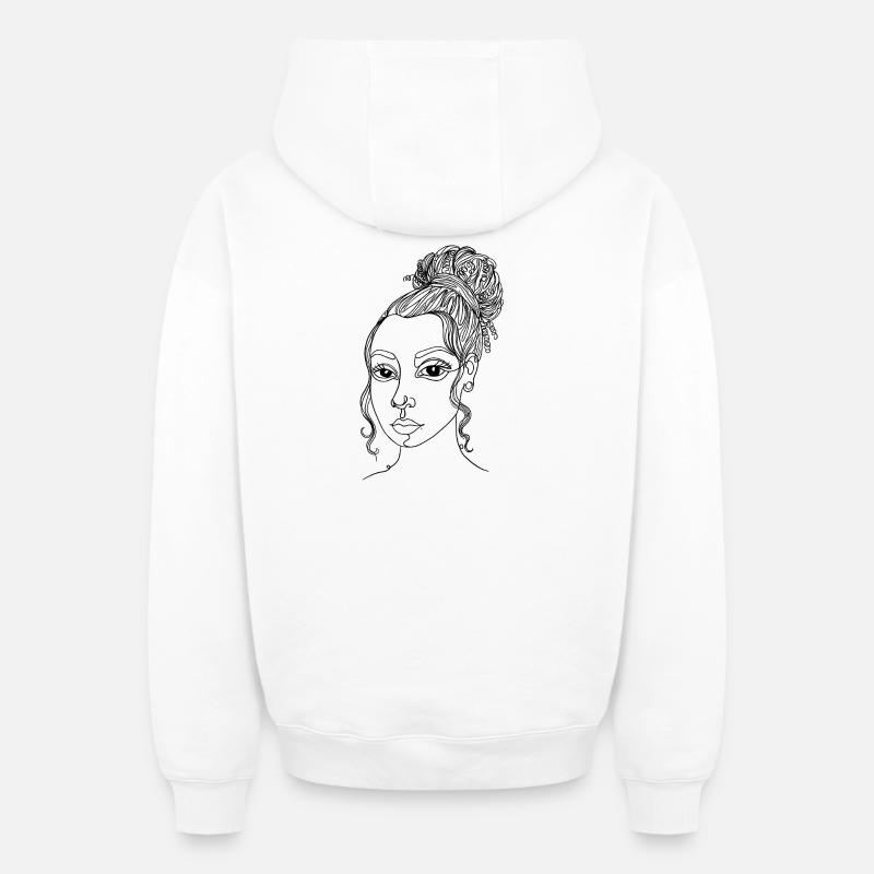 Femme abstraite : Une ligne - Sweat à capuche unisexe zippé oversize épais SPREAD - blanc