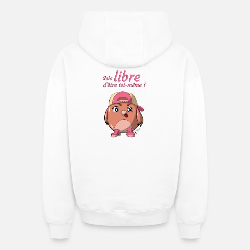 Libre d'être soi même - Sweat à capuche unisexe zippé oversize épais SPREAD - blanc