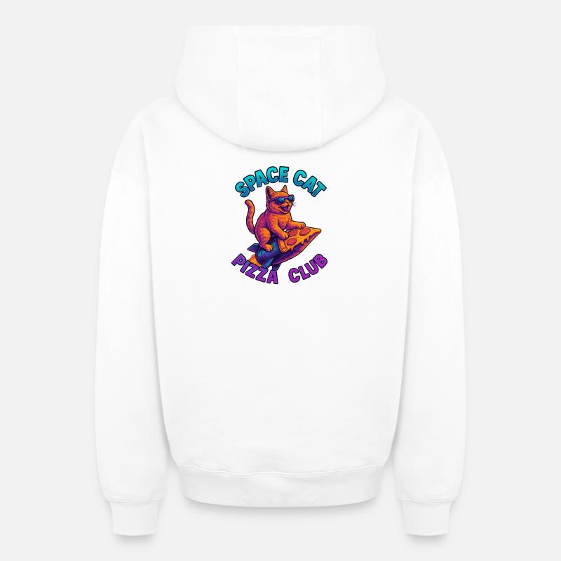 Pizza SpaceCat - Sweat à capuche unisexe zippé oversize épais SPREAD - blanc