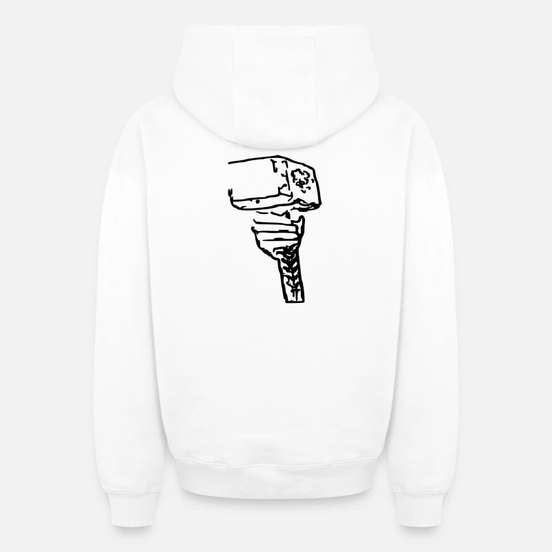 Thors Hammer - Sweat à capuche unisexe zippé oversize épais SPREAD - blanc