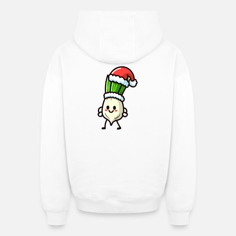 Nikolauch Oignon de printemps - Sweat à capuche unisexe zippé oversize épais SPREAD - blanc