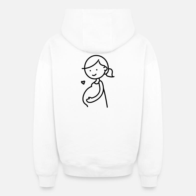femme enceinte - Sweat à capuche unisexe zippé oversize épais SPREAD - blanc