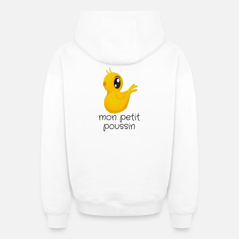 poussin - Sweat à capuche unisexe zippé oversize épais SPREAD - blanc