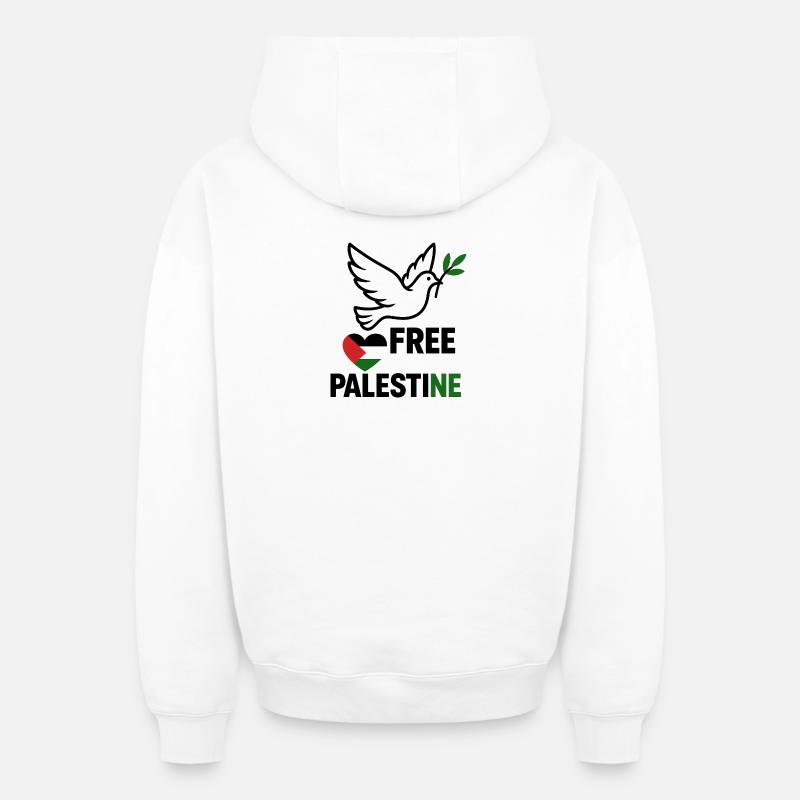Colombe de Palestine libre - Sweat à capuche unisexe zippé oversize épais SPREAD - blanc