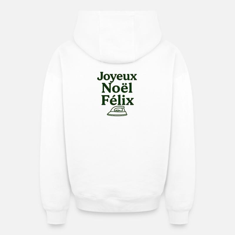 Joyeux Noel Felix - Sweat à capuche unisexe zippé oversize épais SPREAD - blanc