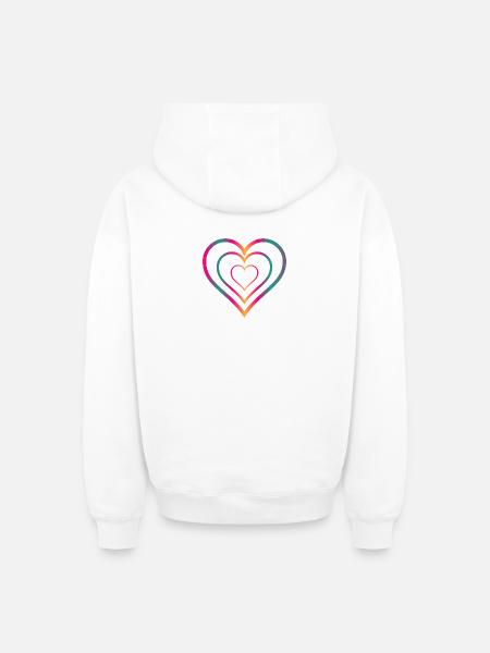 HEART - Oversized Heavyweight Unisex Zip Hoodie - white