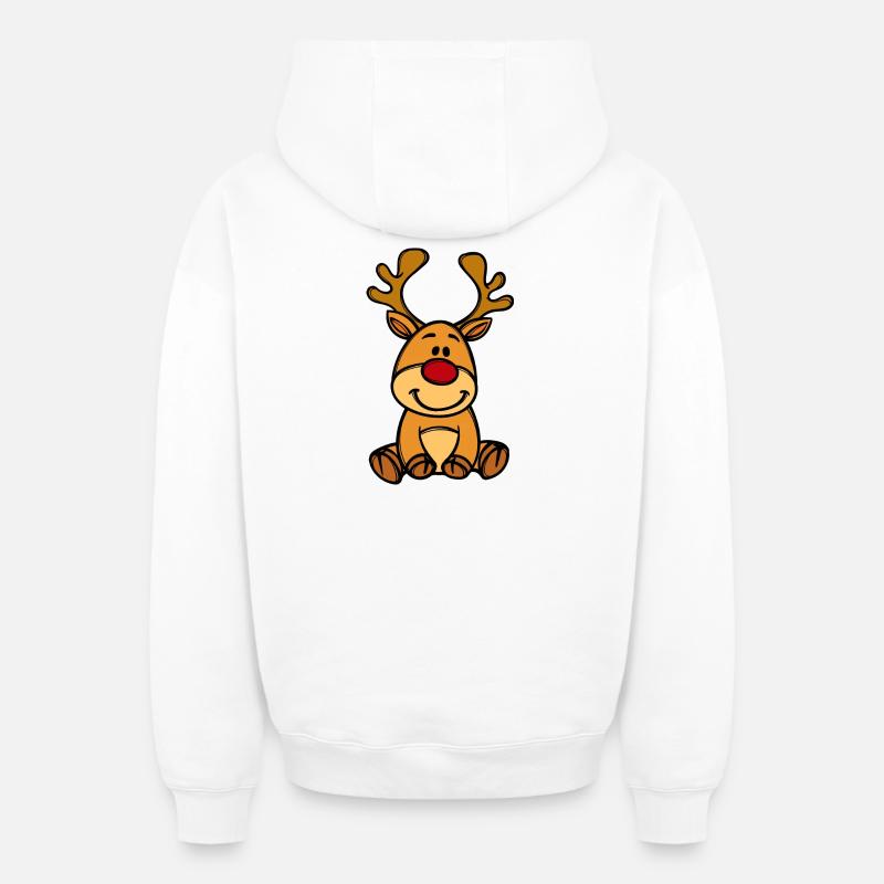 Rudolf Noël Rennier - Sweat à capuche unisexe zippé oversize épais SPREAD - blanc