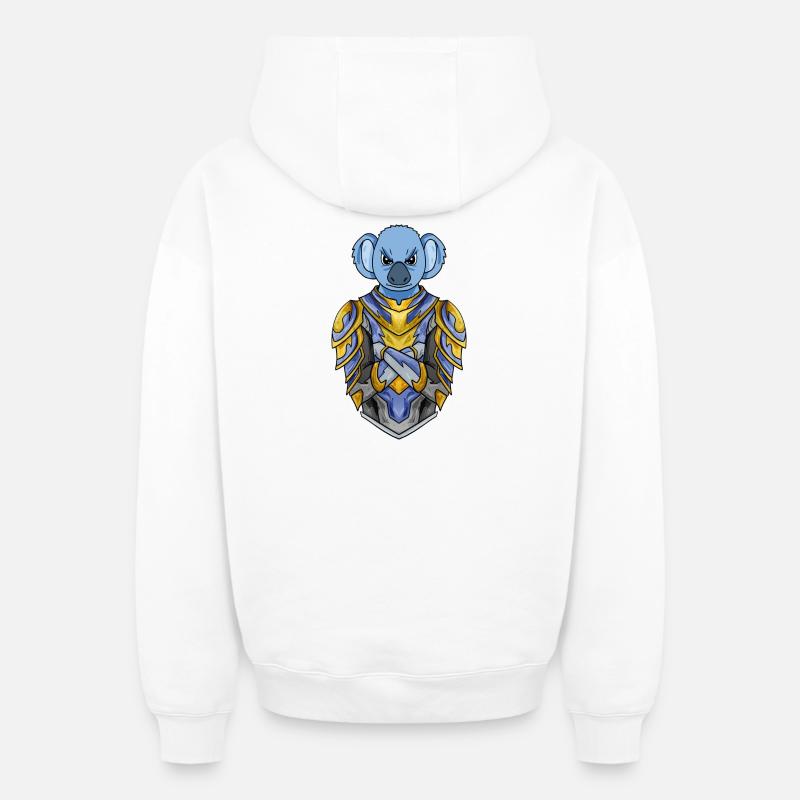 Chevalier Koala Croisé - Sweat à capuche unisexe zippé oversize épais SPREAD - blanc