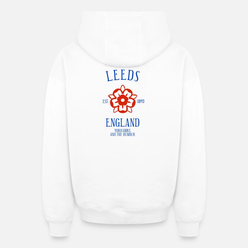 LEEDS Angleterre - Sweat à capuche unisexe zippé oversize épais SPREAD - blanc