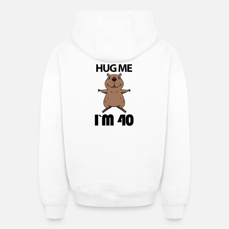 40 ans - 40 ans - Hug - Sweat à capuche unisexe zippé oversize épais SPREAD - blanc