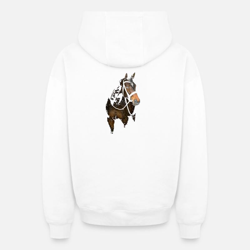 Cheval - Sweat à capuche unisexe zippé oversize épais SPREAD - blanc