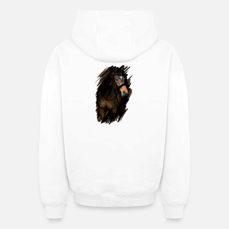 Cheval - Sweat à capuche unisexe zippé oversize épais SPREAD - blanc