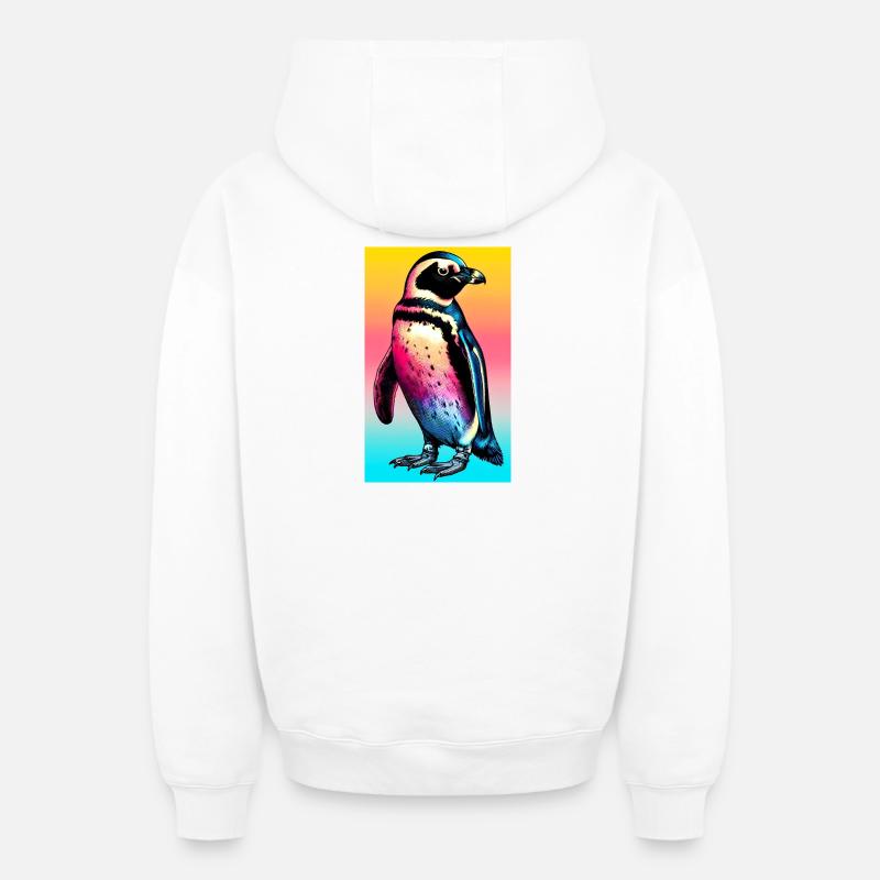 pingouin - Sweat à capuche unisexe zippé oversize épais SPREAD - blanc