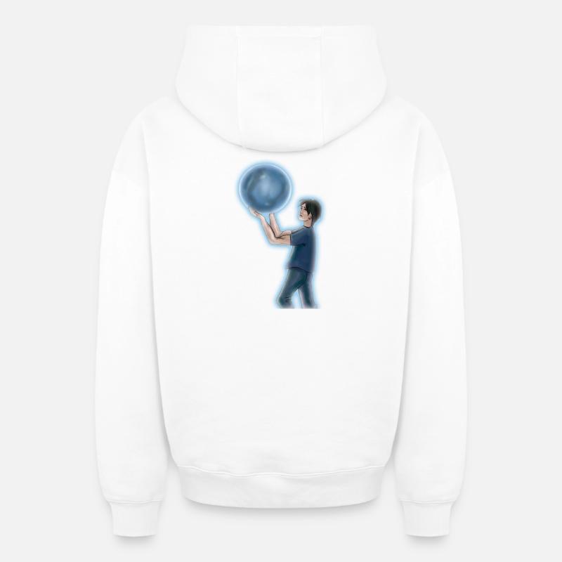 Blå Måne - Sweat à capuche unisexe zippé oversize épais SPREAD - blanc