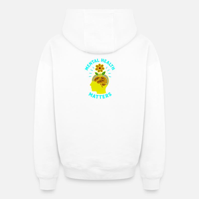 Fleur de santé mentale - Sweat à capuche unisexe zippé oversize épais SPREAD - blanc