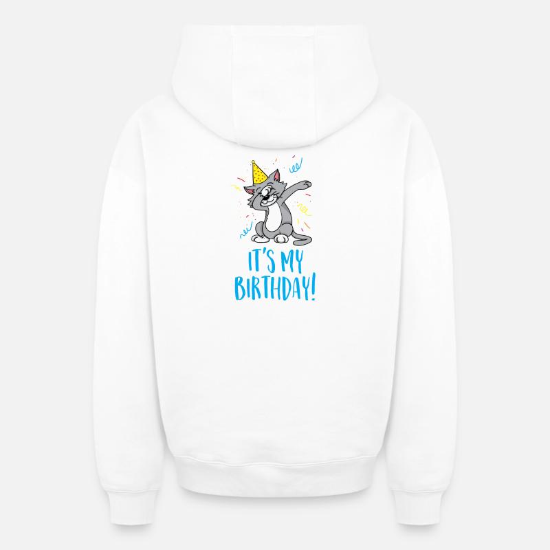 C'est mon anniversaire - Sweat à capuche unisexe zippé oversize épais SPREAD - blanc