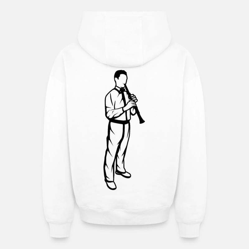 Garçon joueur de clarinette - Sweat à capuche unisexe zippé oversize épais SPREAD - blanc